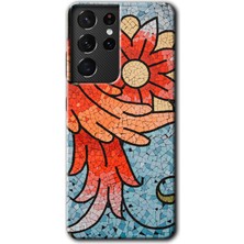 Galaxy S21 Ultra Kılıf Hd Desen Baskılı Arka Kapak - Mozaik Çiçek