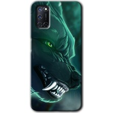 Oppo A52 Kılıf Hd Desen Baskılı Arka Kapak - Yeşil Kurt