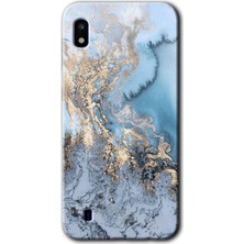 Galaxy A10 Kılıf Hd Desen Baskılı Arka Kapak + Kırılmaz Cam - Eski Mermer