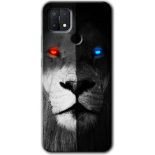 Oppo A15S Kılıf Hd Desen Baskılı Arka Kapak - Fire And Ice Lion