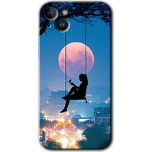 iPhone 14 Kılıf Hd Desen Baskılı Arka Kapak + Kırılmaz Cam - Yalnız Kadın