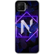 Oppo A73 Kılıf Hd Desen Baskılı Arka Kapak + Kırılmaz Cam - Dark Neon Yaprak N Harfi