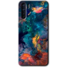 Gramaphone Oppo A91 Kılıf Hd Desen Baskılı Arka Kapak + Kırılmaz Cam - Color Storm