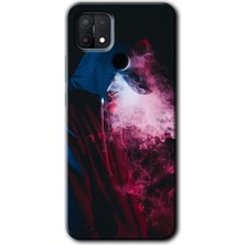 Oppo A15S Kılıf Hd Desen Baskılı Arka Kapak + Esnek Nano Cam - Smoke-Man