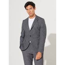 ALTINYILDIZ CLASSICS Erkek Antrasit-Beyaz Slim Fit Dar Kesim Mono Yaka Desenli Takım Elbise