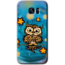 Gramaphone Galaxy S7 Edge Kılıf Hd Desen Baskılı Arka Kapak + Kırılmaz Cam - Owl Bird Stars