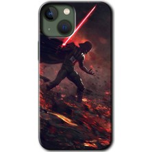 iPhone 13 Kılıf Hd Desen Baskılı Arka Kapak + Kırılmaz Cam - Darh Vader Wars
