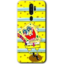 Oppo A5 2020 Kılıf Hd Desen Baskılı Arka Kapak + Esnek Nano Cam - Aşık Sünger Bob