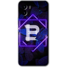 Vivo Y15S Kılıf Hd Desen Baskılı Arka Kapak + Kırılmaz Cam - Dark Neon Yaprak B Harfi
