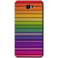 Gramaphone Galaxy J7 Prime Kılıf Hd Desen Baskılı Arka Kapak + Kırılmaz Cam - Colorful Lines