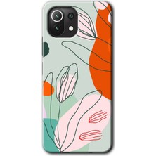 Xiaomi Mi 11 Kılıf Hd Desen Baskılı Arka Kapak + Esnek Nano Cam - Vektör Çiçekler