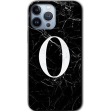 Gramaphone Apple iPhone 13 Pro Kılıf Hd Desen Baskılı Arka Kapak - Siyah Mermer Desenli O Harfi