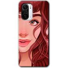 Gramaphone Redmi K40 Pro Kılıf Hd Desen Baskılı Arka Kapak + Esnek Nano Cam - Kızıl Kız