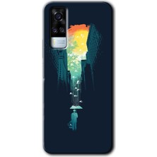 Gramaphone Vivo Y51 Kılıf Hd Desen Baskılı Arka Kapak - City Bird Sky