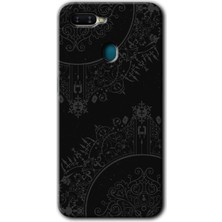 Gramaphone Oppo A12 Kılıf Hd Desen Baskılı Arka Kapak + Esnek Nano Cam - Siyah Mandala