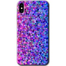Gramaphone Apple iPhone Xs Kılıf Hd Desen Baskılı Arka Kapak + Kırılmaz Cam - Pixel Mozaik