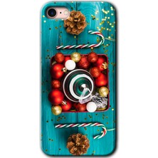 Gramaphone Apple iPhone 7 Kılıf Hd Desen Baskılı Arka Kapak + Kırılmaz Cam - Christmas