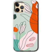 iPhone 12 Pro Kılıf Hd Desen Baskılı Arka Kapak + Kırılmaz Cam - Vektör Çiçekler