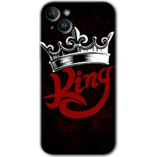 iPhone 14 Kılıf Hd Desen Baskılı Arka Kapak + Kırılmaz Cam - King