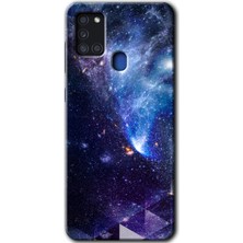 Galaxy A21S Kılıf Hd Desen Baskılı Arka Kapak + Kırılmaz Cam - Galaksi