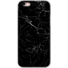iPhone 6s Kılıf Hd Desen Baskılı Arka Kapak + Kırılmaz Cam - Siyah Mermer