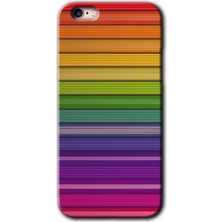 iPhone 6s Plus Kılıf Hd Desen Baskılı Arka Kapak + Kırılmaz Cam - Colorful Lines