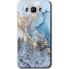 Galaxy J7 2016 Kılıf Hd Desen Baskılı Arka Kapak + Esnek Nano Cam - Eski Mermer