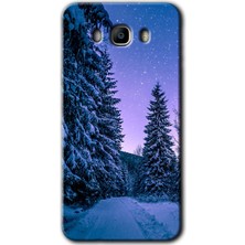 Gramaphone Galaxy J7 2016 Kılıf Hd Desen Baskılı Arka Kapak + Kırılmaz Cam - Kış Manzarası