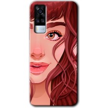 Vivo Y31 2021 Kılıf Hd Desen Baskılı Arka Kapak + Kırılmaz Cam - Kızıl Kız