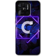Gramaphone Redmi 10C Kılıf Hd Desen Baskılı Arka Kapak - Dark Neon Yaprak C Harfi