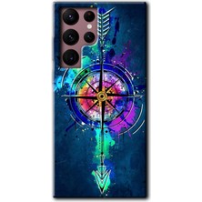 Gramaphone Galaxy S22 Ultra Kılıf Hd Desen Baskılı Arka Kapak + Kırılmaz Cam - Gizemli Pusula