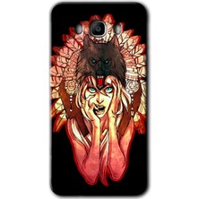 Gramaphone Galaxy J7 2016 Kılıf Hd Desen Baskılı Arka Kapak + Kırılmaz Cam - Kurt Kız