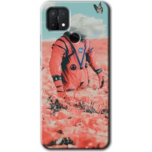 Oppo A15S Kılıf Hd Desen Baskılı Arka Kapak + Esnek Nano Cam - Uzay Bahçesi