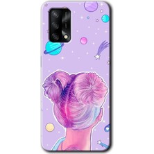 Oppo A54 Kılıf Hd Desen Baskılı Arka Kapak + Kırılmaz Cam - Uzaylı Kız