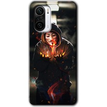 Gramaphone Redmi K40 Pro Kılıf Hd Desen Baskılı Arka Kapak + Kırılmaz Cam - V For Fire