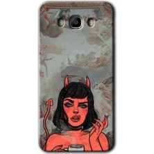 Gramaphone Galaxy J7 2016 Kılıf Hd Desen Baskılı Arka Kapak + Kırılmaz Cam - Devil Girl