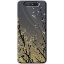 Galaxy A80 Kılıf Hd Desen Baskılı Arka Kapak + Esnek Nano Cam - Branches Flowers