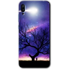 Gramaphone Huawei Y6 2019 Kılıf Hd Desen Baskılı Arka Kapak + Esnek Nano Cam - Uzay Silüet