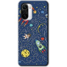 Gramaphone Redmi K40 Kılıf Hd Desen Baskılı Arka Kapak + Kırılmaz Cam - Kedi Galaksi