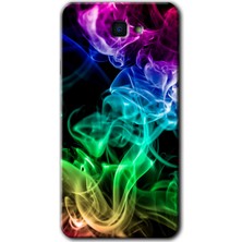 Galaxy J7 Prime Kılıf Hd Desen Baskılı Arka Kapak + Kırılmaz Cam - Smoke Colorful
