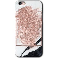 iPhone 6s Kılıf Hd Desen Baskılı Arka Kapak + Kırılmaz Cam - Simli Mermer