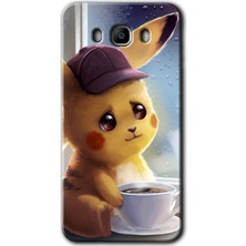 Gramaphone Galaxy J7 2016 Kılıf Hd Desen Baskılı Arka Kapak + Kırılmaz Cam - Üzgün Pikaçu