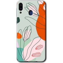 Gramaphone Galaxy M10 Kılıf Hd Desen Baskılı Arka Kapak + Kırılmaz Cam - Vektör Çiçekler