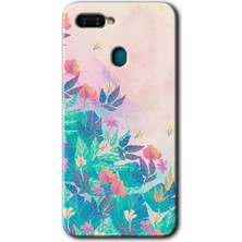 Oppo A5S Kılıf Hd Desen Baskılı Arka Kapak + Esnek Nano Cam - Çizim Yapraklar