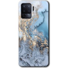 Gramaphone Oppo Reno 5 Lite Kılıf Hd Desen Baskılı Arka Kapak + Esnek Nano Cam - Eski Mermer