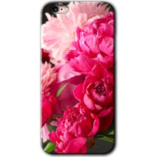 iPhone 6s Plus Kılıf Hd Desen Baskılı Arka Kapak + Kırılmaz Cam - Kırmızı Beyaz Gül