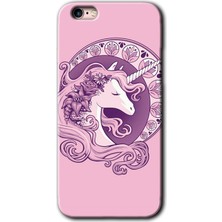 iPhone 6s Kılıf Hd Desen Baskılı Arka Kapak + Kırılmaz Cam - Unicorn-Pembe