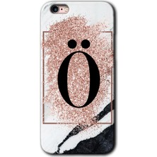 Gramaphone Apple iPhone 6s Kılıf Hd Desen Baskılı Arka Kapak + Kırılmaz Cam - Pembe Mermer Desenli Ö Harfi