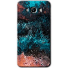 Gramaphone Galaxy J7 2016 Kılıf Hd Desen Baskılı Arka Kapak + Kırılmaz Cam - Liquid Colorfull