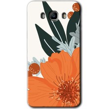 Galaxy J7 2016 Kılıf Hd Desen Baskılı Arka Kapak + Kırılmaz Cam - Portakal Çiçeği